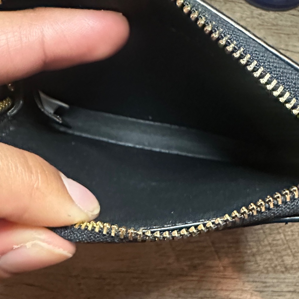Coach Black Textured Card Holder with Gold Chain - Picture 7 of 10